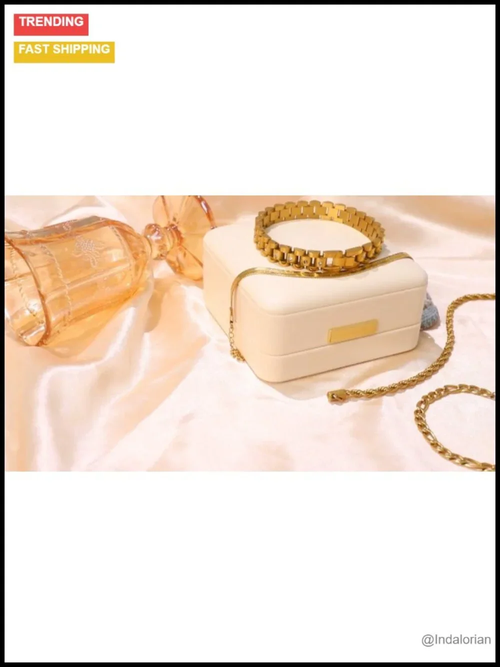 4-Piece 18K Gold-Filled Bracelet Set Cuban Link Herringbone Rope Adjustable